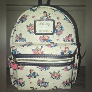 LOUNGEFLY PRINCE TATTOO FLORAL MINI BACKPACK.